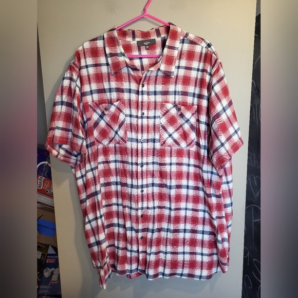 Mountain Ridge Red Plaid Button-Down Shirt, Size 4XL - Picture 1 of 4
